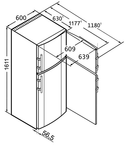 Dimensions du réfrigérateur